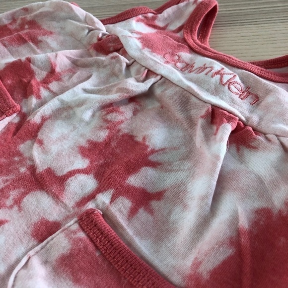 🎉3 For 15$🎉 Calvin Klein Baby Pink White Tie Dye Summer Dress Onesie Sz 3-6 M - Picture 3 of 4
